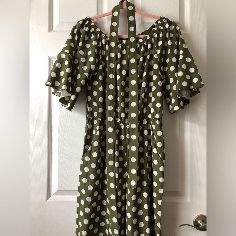 Green and White Polka Dot Jumpsuit